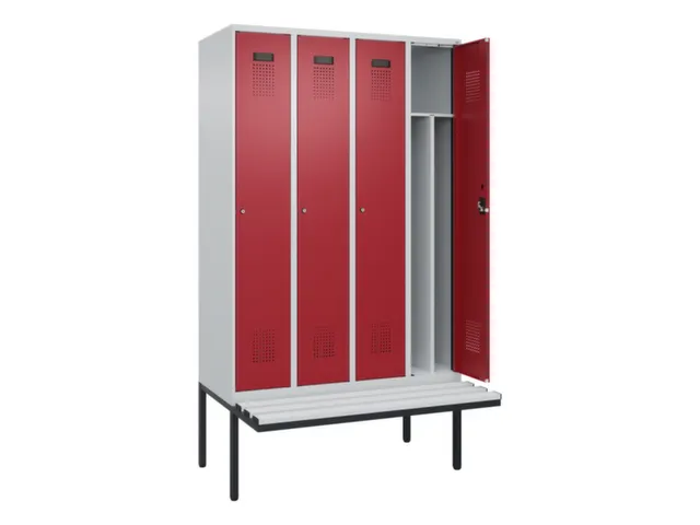 locker met bank,voor scheiding van kleding,HxBxD 2120x1200x815mm,4vak