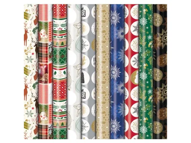 Geschenkpapier Kerst Premium 70cmx2m assorti