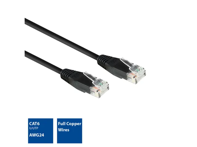 Kabel ACT CAT6 Network koper 0.9 meter zwart