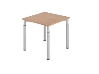 bureau,HxBxD 680-820x800x800mm,blad notenboom,4voeten zilverkleurig - 1
