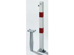 Afzetpaal Vierkant 70x70mm Omlegbaar Cilinderslot Wit/Rood