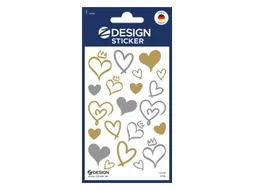 Foliesticker Z-design Gouden/ zilveren hartjes, pakje à 1 vel