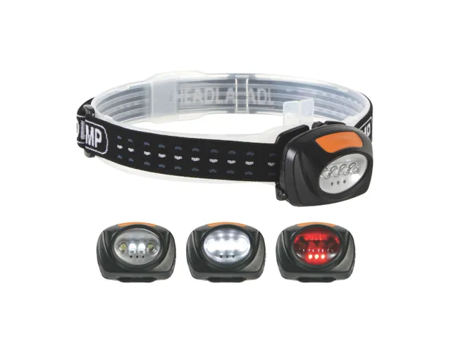 Lampe Frontale 2 En 1 À 4 Led Blanches Et 3 Led Rouges