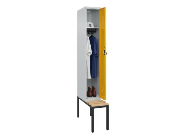 locker met bank,HxBxD 2120x300x815mm,1vak,vak B 300mm,draaigrendel