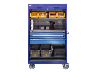 Mobiele roldeurkast 1813x1005x691mm 3xStalen bodem 3laden Duifblauw - 2