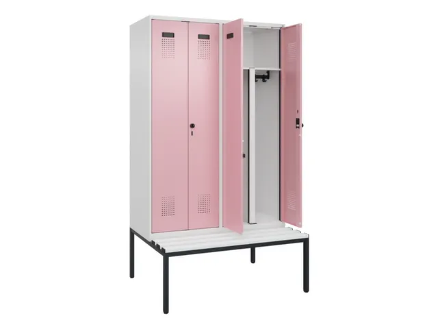 PBM-locker met bank,HxBxD 2120x1200x815mm,4vak,vak B 300mm