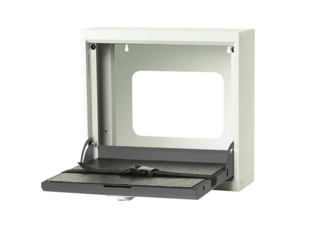 hangkast,v. laptops,HxBxD 410x500x150mm,klapdeur,slot,romp RAL7035