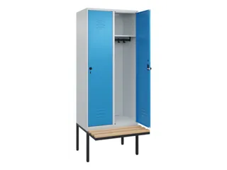 locker met bank,HxBxD 2120x800x815mm,2vak,vak B 400mm,draaigrendel - 2