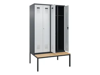 locker met bank,voor scheiding van kleding,HxBxD 2120x1200x815mm,4vak - 1