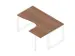 Bureau d’angle 730x1600x1200mm retour à droite noyer/blanc