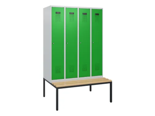 locker met bank,HxBxD 1950x1200x815mm,4vak,vak B 300mm,cilinderslot