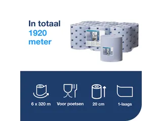 Tork 128208 M2 Wiping Poetspapier Advanced 1-laags Blauw 320m - 4