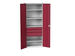 universele kast,HxBxD 2000x800x550mm,4xStalen bodem,3lade(n)