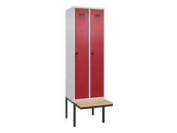 locker met bank,HxBxD 2120x600x815mm,2vak,vak B 300mm,draaigrendel