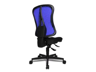 Bureaustoel Zitting Zwart Rugleuning Met Netbekleding In Blauw - 3