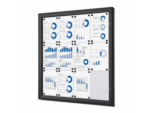 Vergrendelbaar Mededelingenbord Indoor/ Outdoor 12xA4 Zwart