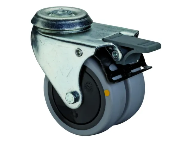 roulette pivotante,force 80kg,bandage caoutchouc,Øxl 75x24mm