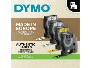 Labeltape Dymo D1 1978366 12mmx3m wit op rood - 8