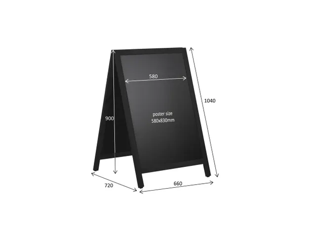 Krijt stoepbord Europel 660x1040 mm DELUX zwart