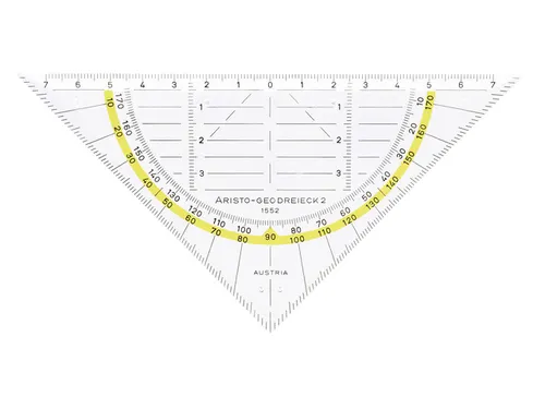 Geodriehoek Aristo 1552 16cm Transparant Met Gele Rand