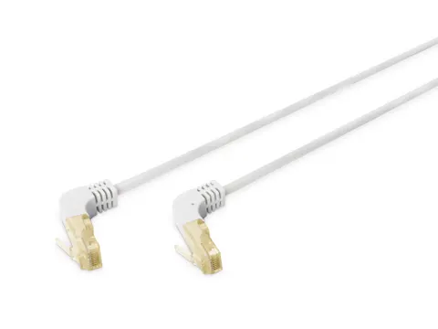 DIGITUS CAT6A S/FTP patchkabel, 90° haakse stekker 0.5m Grijs