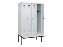 locker met bank,HxBxD 2120x1200x815mm,4vak,vak B 300mm,draaigrendel