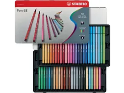 Viltstift STABILO Pen 68/50 Arty medium assorti blik à 50 stuks