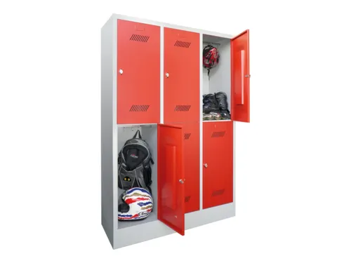 dubbeldekse locker,HxBxD 1850x1200x500mm,3x2vak.,RAL7035,front RAL3000