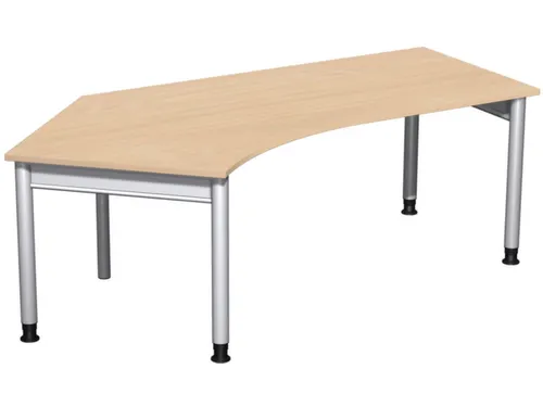 In hoogte verstelbaar hoekbureau,HxBxD 680-820x2166x1130mm,blad beuken