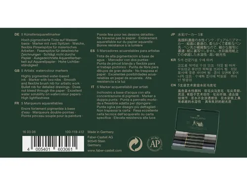 Aquarel marker Faber-Castell Albrecht Dürer, doos á 5 stuks Grey ton
