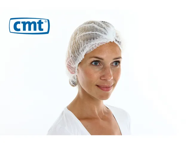 Haarnet Pp Non Woven Clip Cap Wit 53cm maat L 2-elastiek Detectable 10