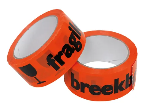 Waarschuwingstape IEZZY breekbaar 50mmx66m oranje/zwart