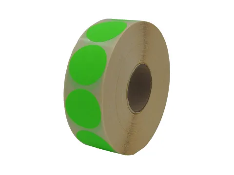 Etiket Rond Fluor Groen 35mm Op rol 2000 Stuks