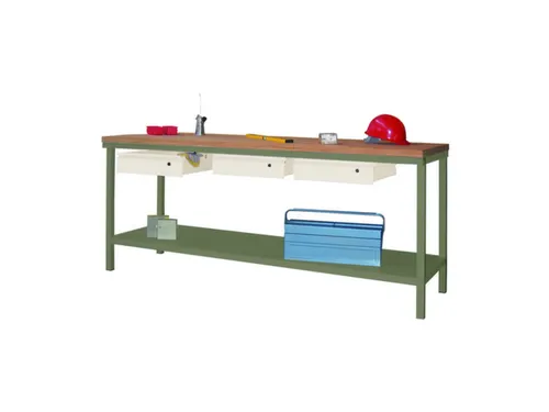 werkbank,HxBxD 900x2000x700mm,onderstel/romp RAL6011,front RAL9010