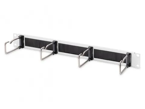 Panneau Gestion câbles avec brosse 19 inch 4 ann 40x75mm 1U Gris