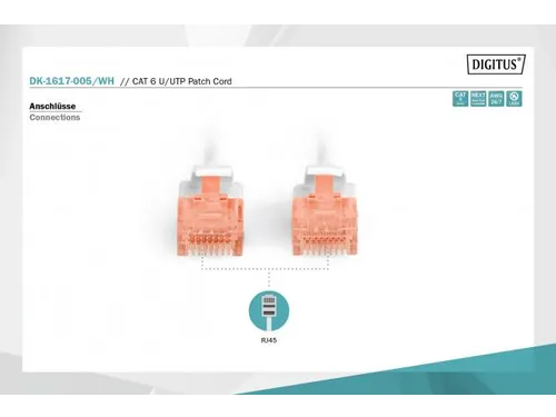 CAT 6 U-UTP patchkabel koper LSZH AWG 26/7 0,50m Wit