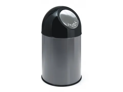 Afvalbak met pushdeksel en binnenemmer 30 Liter Metallic