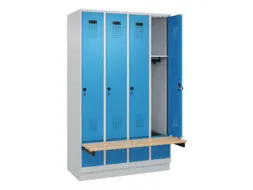 locker met bank,HxBxD 1950x1200x815mm,4vak,vak B 300mm,draaigrendel