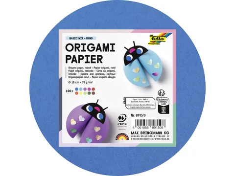 Origami papier Folia 70gr rond 15cm 100 vel assorti kleuren