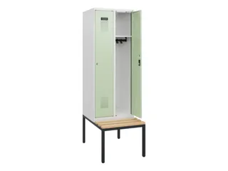 locker met bank,HxBxD 1950x600x815mm,2vak,vak B 300mm,cilinderslot - 1