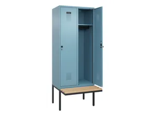 locker met bank,HxBxD 2120x800x815mm,2vak,vak B 400mm,draaigrendel - 2