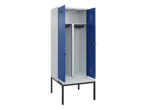 PBM-locker met bank,HxBxD 2120x800x815mm,2vak,vak B 400mm,draaigrendel