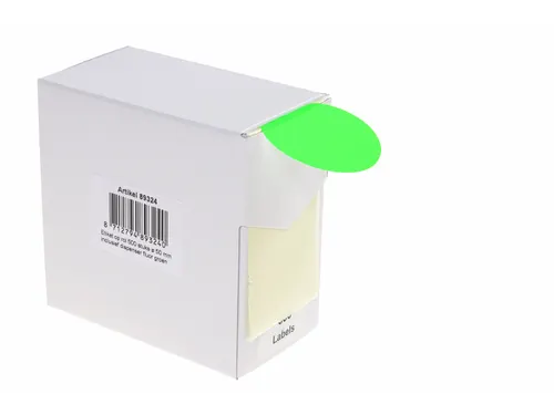 Etiketten Op Rol 50mm Fluor Groen Met Dispenser 500 Stuks