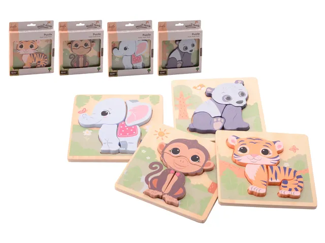 Jouéco The Wildies Family puzzel 4 assorti 4 stukjes