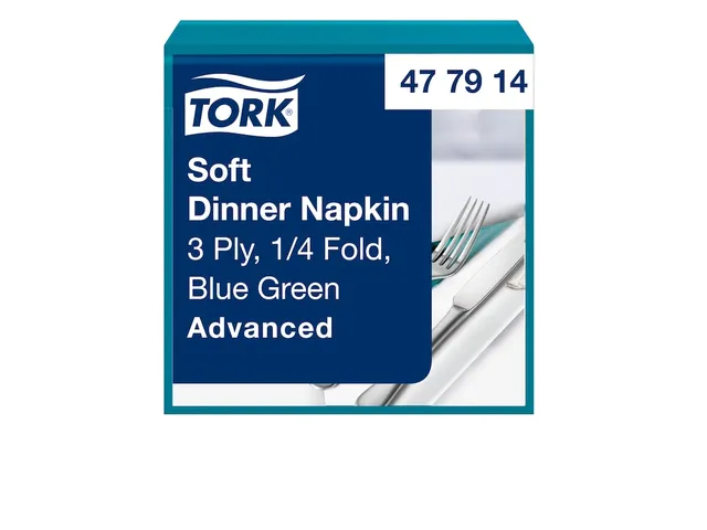 Tork 477914 Soft Dinnerservet Advanced Blauwgroen 39x39cm