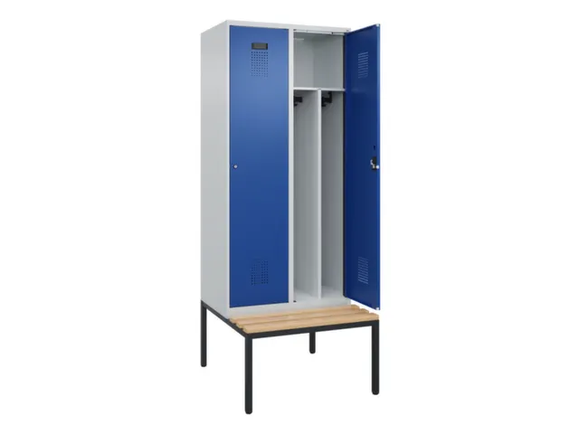 locker met bank,voor scheiding van kleding,HxBxD 2120x800x815mm,2vak