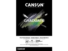 Mixed mediapapier Canson Graduate Mixed Media 20vel 240gr A3 zwart