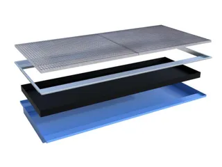 ophangbak,opvangvol. 200l,HxBxD 135x2665x1265/915mm,m. PE-element - 2