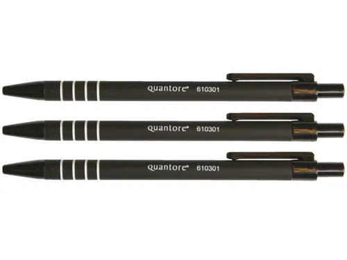 Balpen Quantore rubbergrip drukknop zwart medium