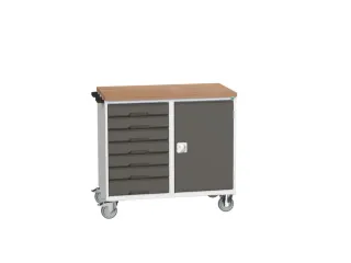 montagetafel 980x1050x600mm multiplexblad 7 laden kast front RAL7016 - 1